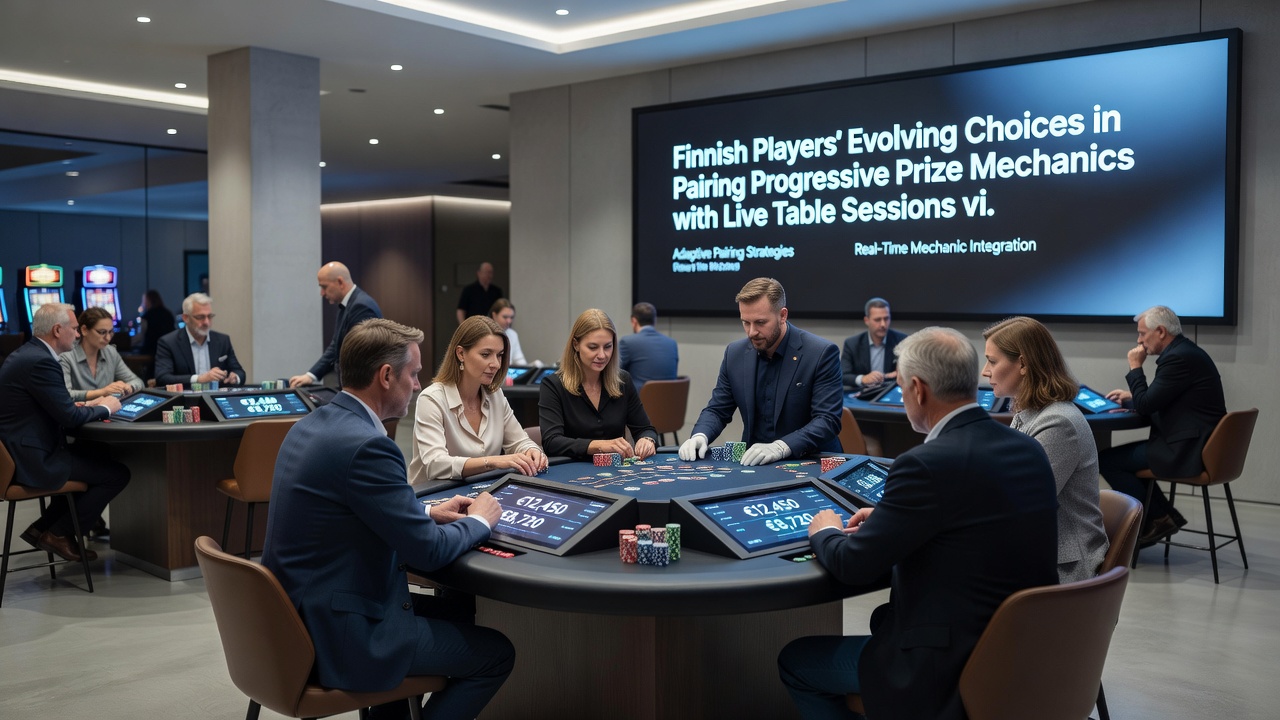 Live table environment showing progressive prize displays accessible through mobile transaction systems